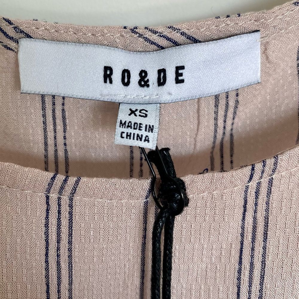 NWT Anthropologie Ro & De Tank Top Pale Pink Striped Ruffle Strap Blouse Size XS - Picture 7 of 12